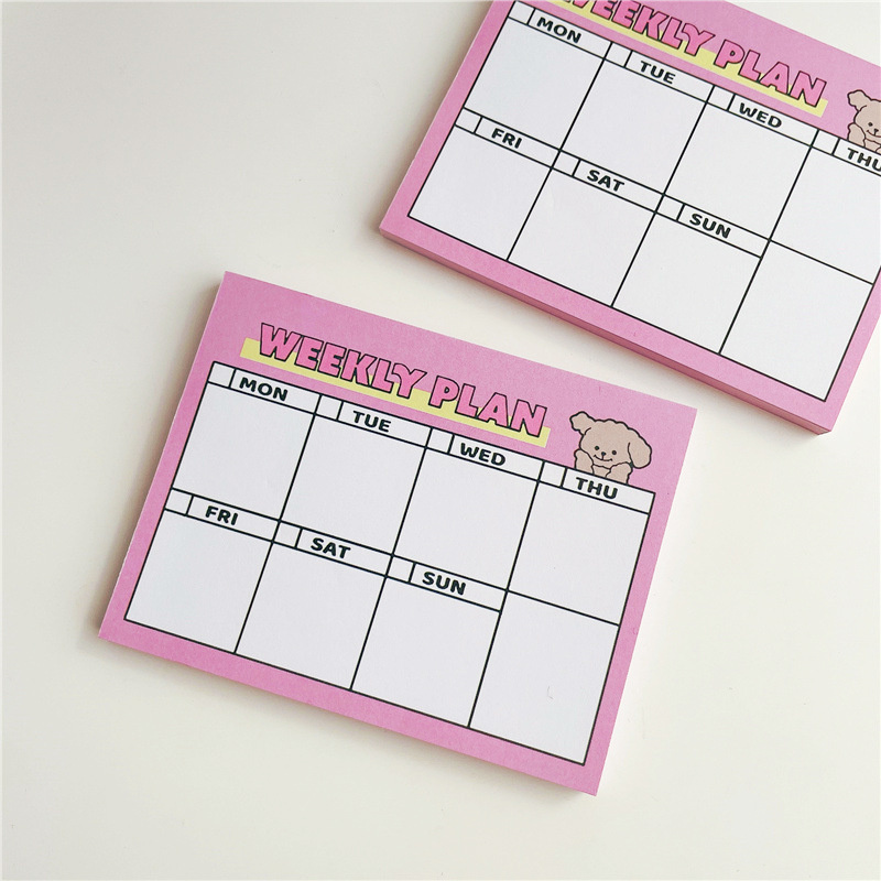 Meal Plan Notepad - Buku Catatan Rencana Mingguan Merah Muda