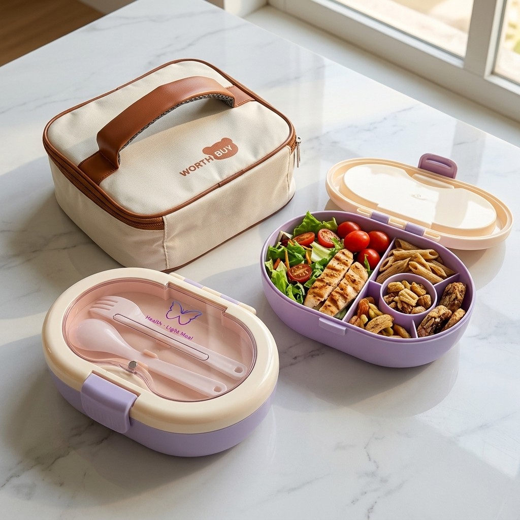 Kotak Bento Plastik Terbagi un - Meal Prep Or Prep Meal ulasan dan harga
