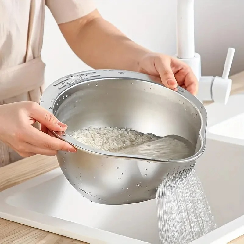 Saringan Cuci Beras Stainless  - Meal Prep With Rice ulasan dan harga