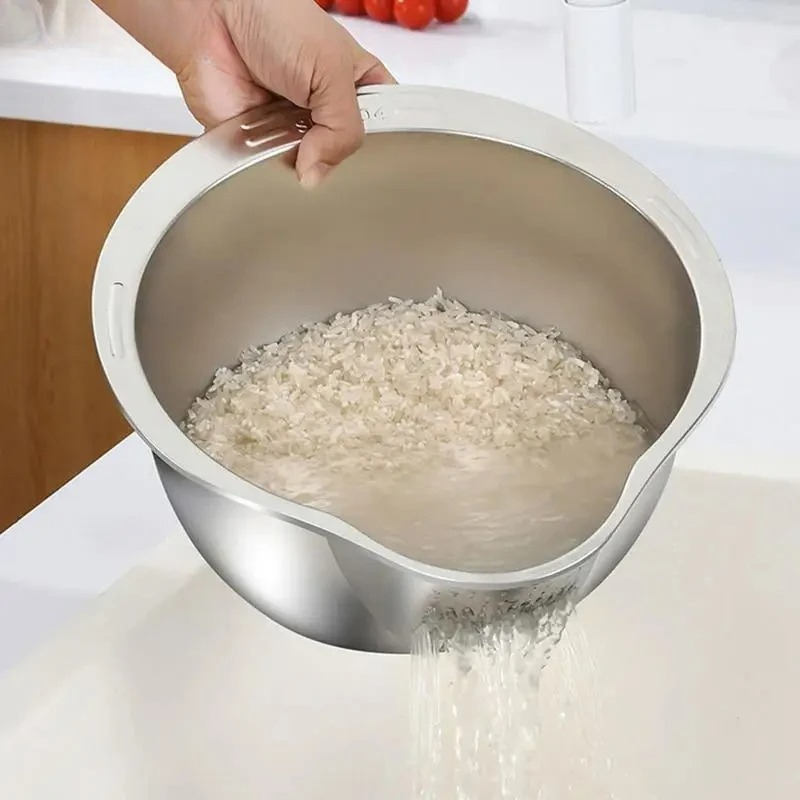 Saringan Cuci Beras Stainless  - Meal Prep With Rice ulasan dan harga