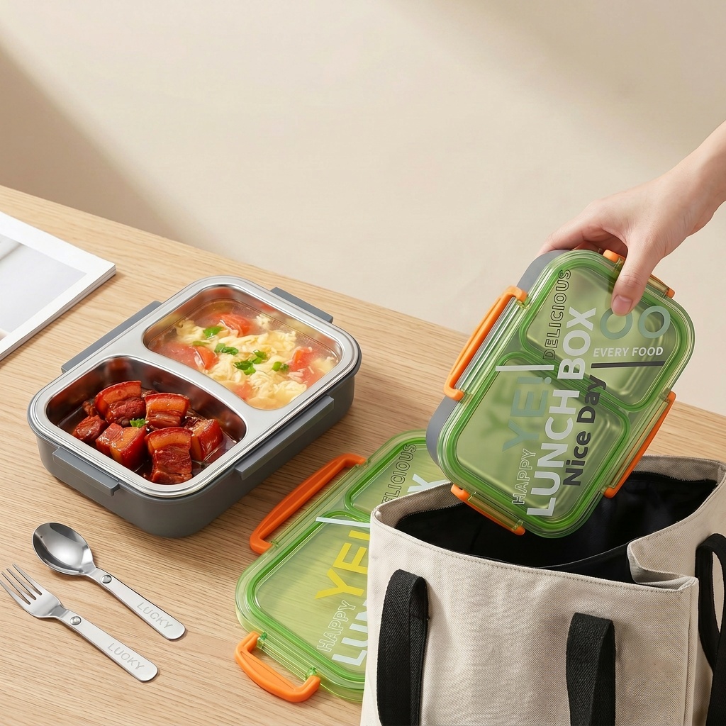 Kotak Makan Bento Stainless St - Meal Prep Or Prep Meal ulasan dan harga