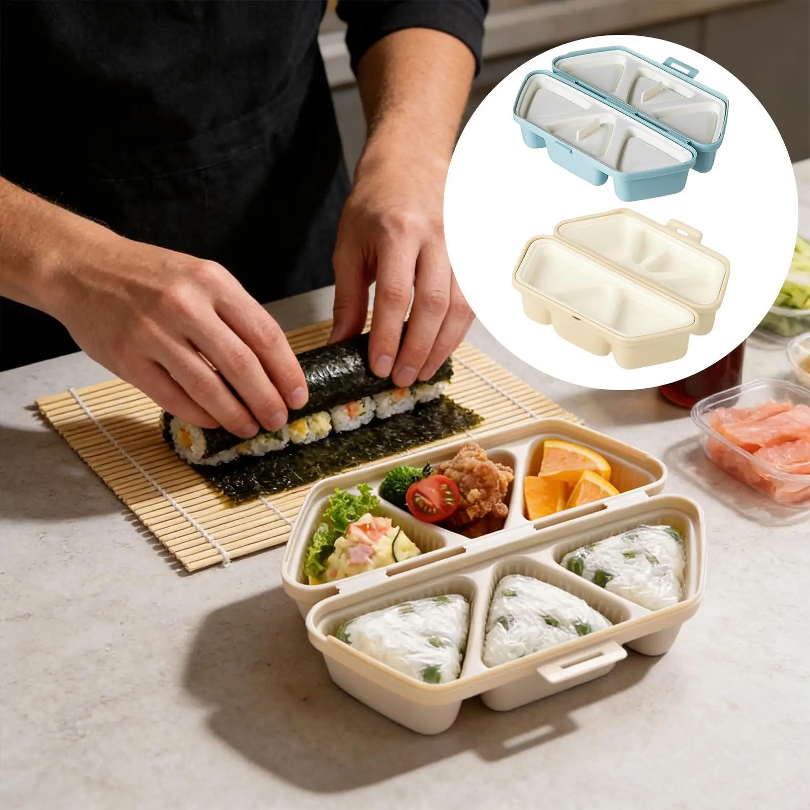 Cetakan Sushi 6 Lubang Segitig - Meal Prep With Rice ulasan dan harga